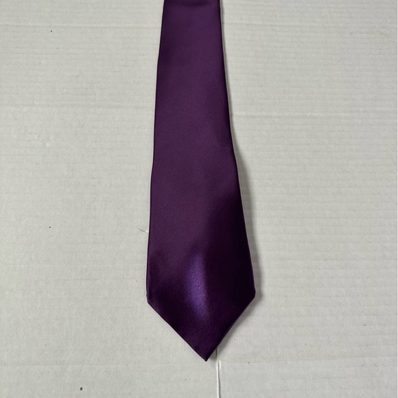 Silk Tie Purple Stain Resistant John Ashford Handmade - Picture 5 of 11